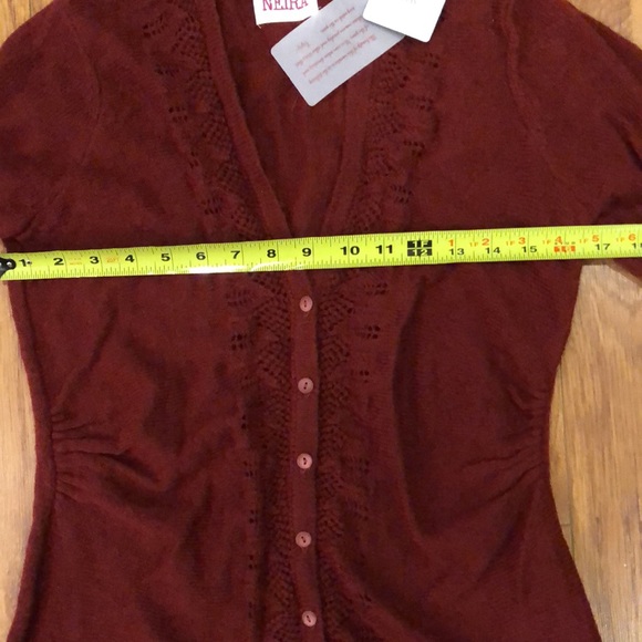 Anthropologie lace mohair Cardigan with ruching and button detail - Picture 6 of 12